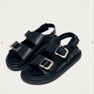 Black Aloha Sandals with Buckle Detail